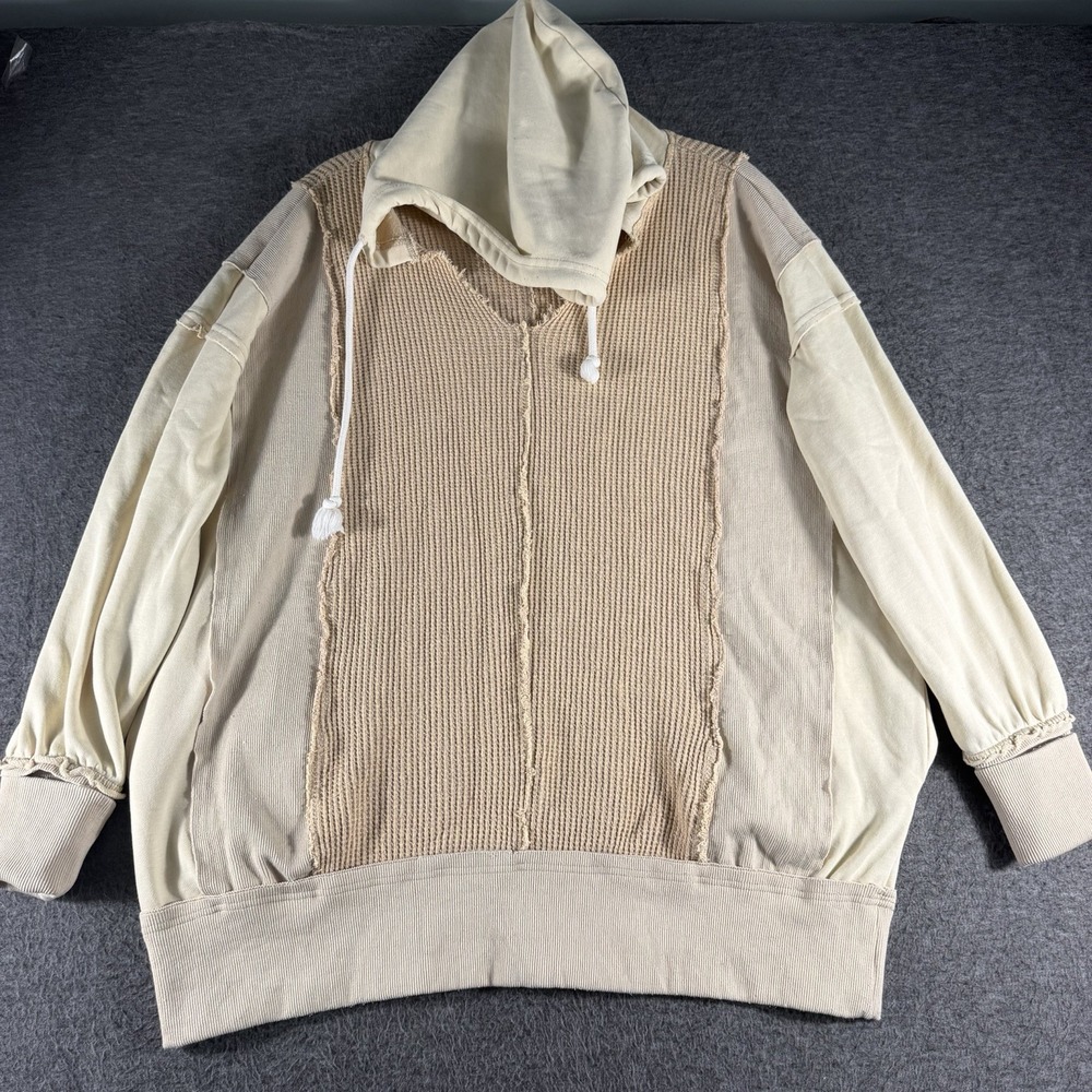 Oli And Hali Multi Media Waffle Knit Oversized Hoodie Pockets Lagenlook Size S